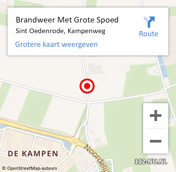 Locatie op kaart van de 112 melding: Brandweer Met Grote Spoed Naar Sint Oedenrode, Kampenweg op 12 januari 2022 00:51