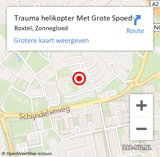 Locatie op kaart van de 112 melding: Trauma helikopter Met Grote Spoed Naar Boxtel, Zonnegloed op 12 januari 2022 00:57