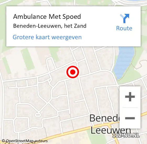 Locatie op kaart van de 112 melding: Ambulance Met Spoed Naar Beneden-Leeuwen, het Zand op 12 januari 2022 01:15