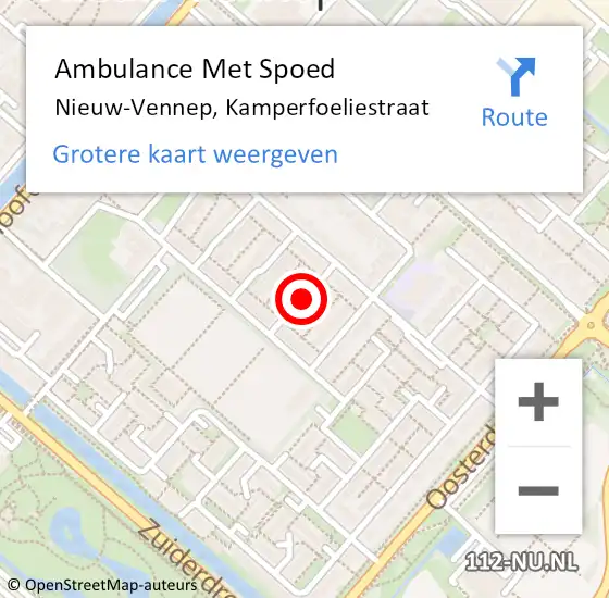 Locatie op kaart van de 112 melding: Ambulance Met Spoed Naar Nieuw-Vennep, Kamperfoeliestraat op 12 januari 2022 02:52