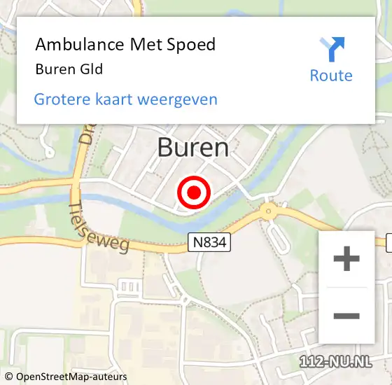 Locatie op kaart van de 112 melding: Ambulance Met Spoed Naar Buren Gld op 5 juli 2014 01:09