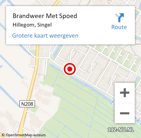 Locatie op kaart van de 112 melding: Brandweer Met Spoed Naar Hillegom, Singel op 12 januari 2022 03:29