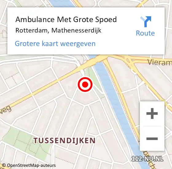 Locatie op kaart van de 112 melding: Ambulance Met Grote Spoed Naar Rotterdam, Mathenesserdijk op 12 januari 2022 03:31