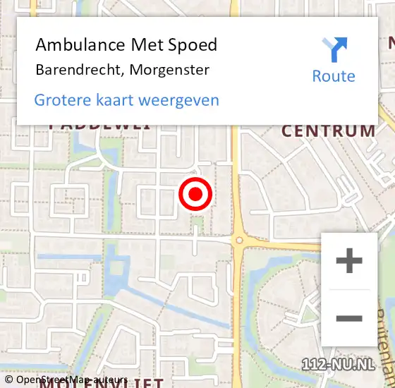 Locatie op kaart van de 112 melding: Ambulance Met Spoed Naar Barendrecht, Morgenster op 12 januari 2022 06:05