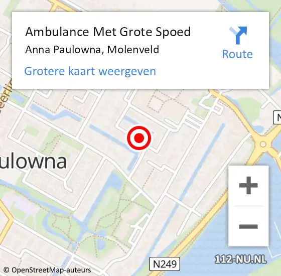 Locatie op kaart van de 112 melding: Ambulance Met Grote Spoed Naar Anna Paulowna, Molenveld op 12 januari 2022 08:12