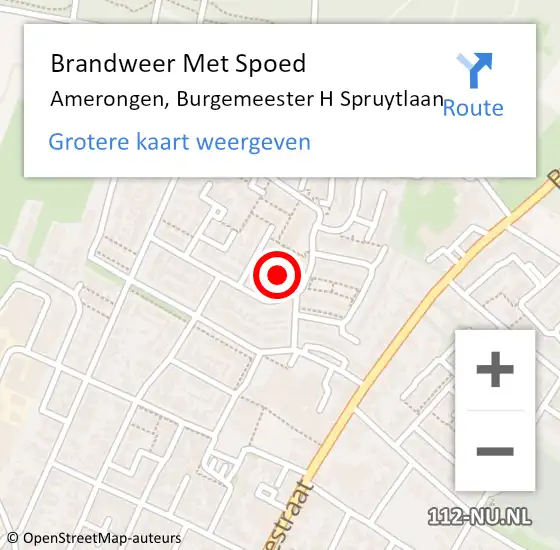 Locatie op kaart van de 112 melding: Brandweer Met Spoed Naar Amerongen, Burgemeester H Spruytlaan op 5 juli 2014 01:27