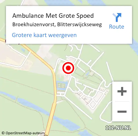 Locatie op kaart van de 112 melding: Ambulance Met Grote Spoed Naar Broekhuizenvorst, Blitterswijckseweg op 5 juli 2014 01:27