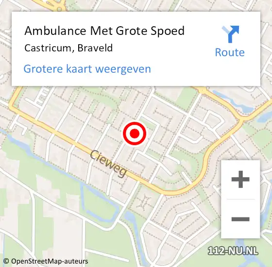 Locatie op kaart van de 112 melding: Ambulance Met Grote Spoed Naar Castricum, Braveld op 12 januari 2022 08:34