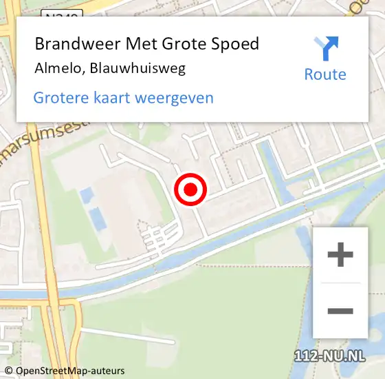 Locatie op kaart van de 112 melding: Brandweer Met Grote Spoed Naar Almelo, Blauwhuisweg op 12 januari 2022 08:54