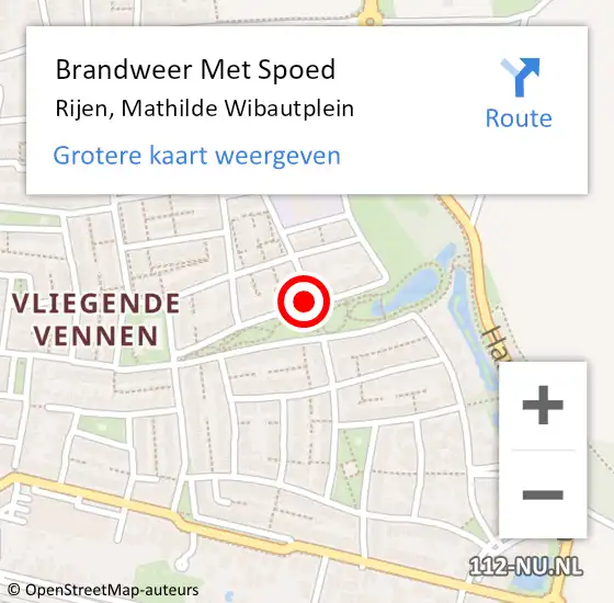 Locatie op kaart van de 112 melding: Brandweer Met Spoed Naar Rijen, Mathilde Wibautplein op 12 januari 2022 08:55