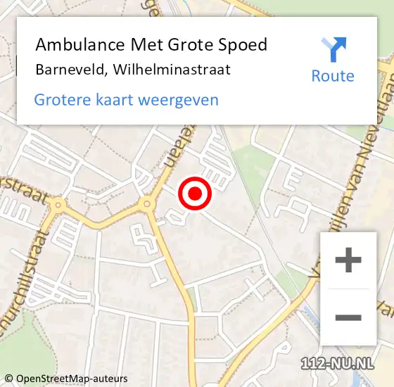 Locatie op kaart van de 112 melding: Ambulance Met Grote Spoed Naar Barneveld, Wilhelminastraat op 12 januari 2022 09:11