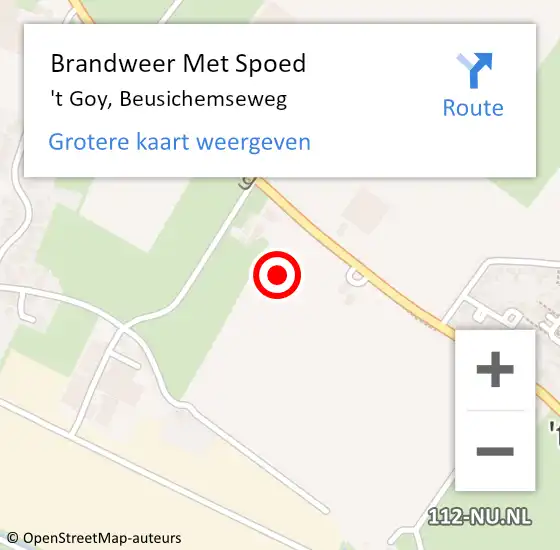 Locatie op kaart van de 112 melding: Brandweer Met Spoed Naar 't Goy, Beusichemseweg op 12 januari 2022 09:34