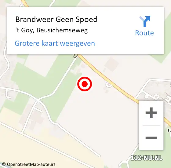 Locatie op kaart van de 112 melding: Brandweer Geen Spoed Naar 't Goy, Beusichemseweg op 12 januari 2022 09:35