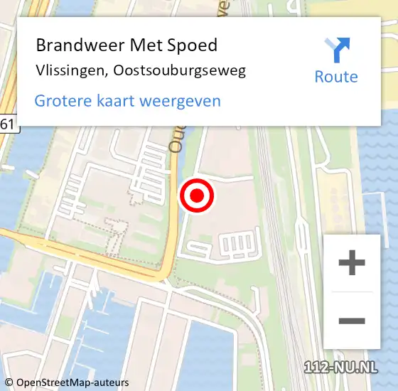 Locatie op kaart van de 112 melding: Brandweer Met Spoed Naar Vlissingen, Oostsouburgseweg op 12 januari 2022 09:50