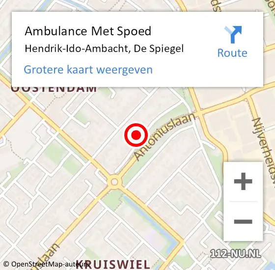 Locatie op kaart van de 112 melding: Ambulance Met Spoed Naar Hendrik-Ido-Ambacht, De Spiegel op 12 januari 2022 10:01