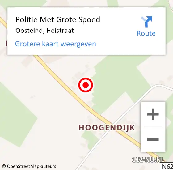 Locatie op kaart van de 112 melding: Politie Met Grote Spoed Naar Oosteind, Heistraat op 12 januari 2022 10:06