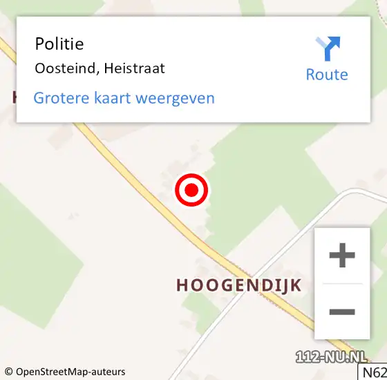 Locatie op kaart van de 112 melding: Politie Oosteind, Heistraat op 12 januari 2022 10:06