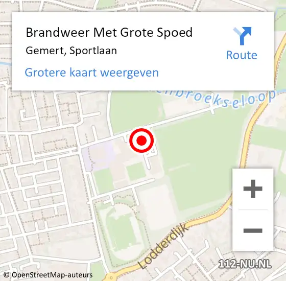 Locatie op kaart van de 112 melding: Brandweer Met Grote Spoed Naar Gemert, Sportlaan op 12 januari 2022 10:15