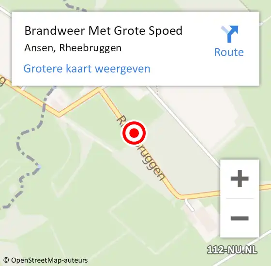 Locatie op kaart van de 112 melding: Brandweer Met Grote Spoed Naar Ansen, Rheebruggen op 12 januari 2022 10:33