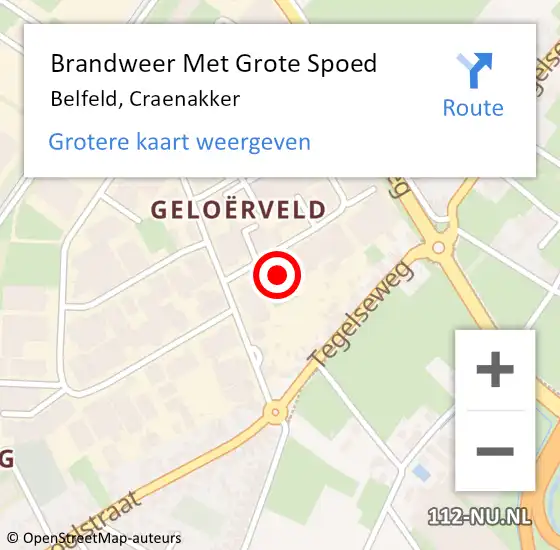 Locatie op kaart van de 112 melding: Brandweer Met Grote Spoed Naar Belfeld, Craenakker op 12 januari 2022 10:43