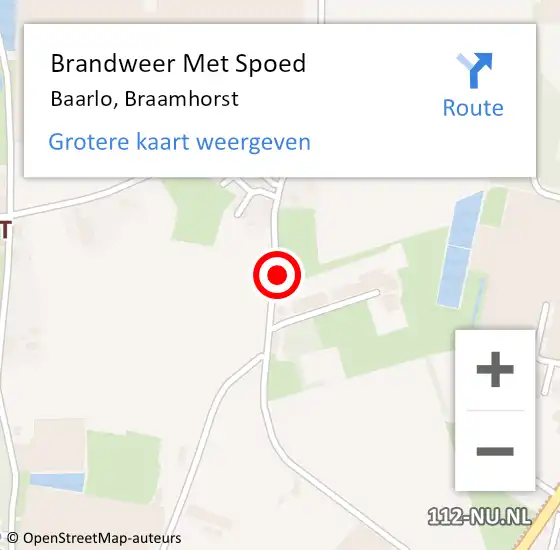 Locatie op kaart van de 112 melding: Brandweer Met Spoed Naar Baarlo, Braamhorst op 12 januari 2022 11:01