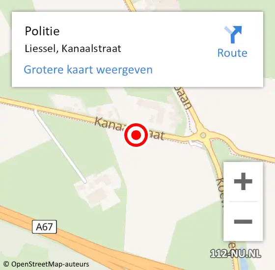 Locatie op kaart van de 112 melding: Politie Liessel, Kanaalstraat op 12 januari 2022 11:02