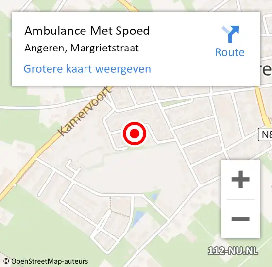 Locatie op kaart van de 112 melding: Ambulance Met Spoed Naar Angeren, Margrietstraat op 12 januari 2022 11:15