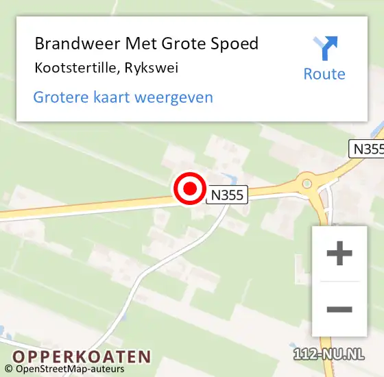 Locatie op kaart van de 112 melding: Brandweer Met Grote Spoed Naar Kootstertille, Rykswei op 12 januari 2022 11:21