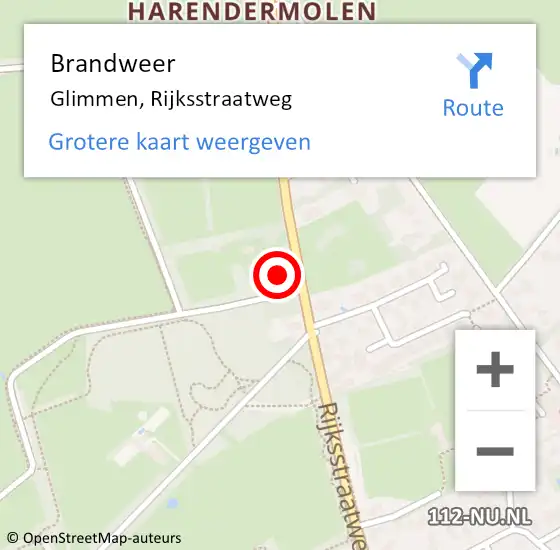 Locatie op kaart van de 112 melding: Brandweer Glimmen, Rijksstraatweg op 12 januari 2022 11:38