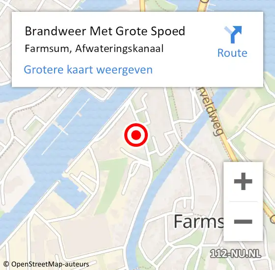 Locatie op kaart van de 112 melding: Brandweer Met Grote Spoed Naar Farmsum, Afwateringskanaal op 12 januari 2022 12:11