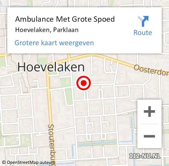 Locatie op kaart van de 112 melding: Ambulance Met Grote Spoed Naar Hoevelaken, Parklaan op 12 januari 2022 12:57