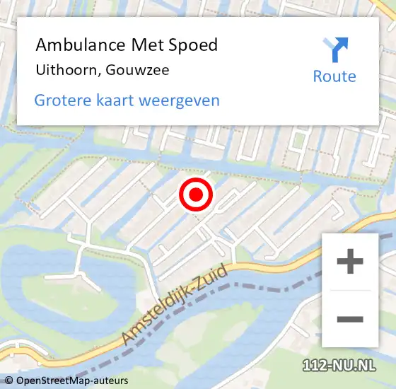 Locatie op kaart van de 112 melding: Ambulance Met Spoed Naar Uithoorn, Gouwzee op 12 januari 2022 13:25