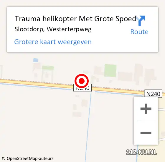 Locatie op kaart van de 112 melding: Trauma helikopter Met Grote Spoed Naar Slootdorp, Westerterpweg op 12 januari 2022 13:55