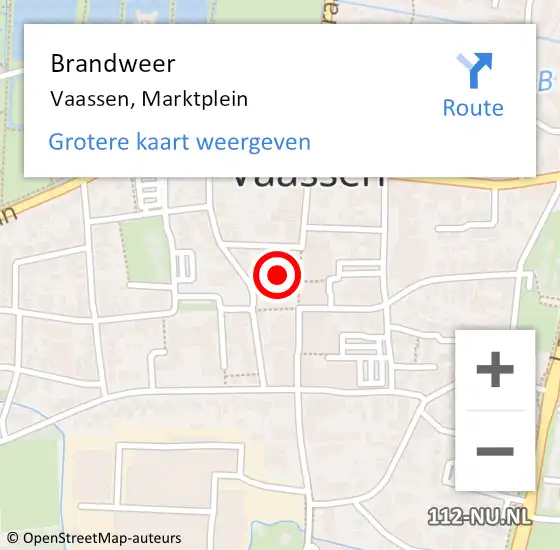 Locatie op kaart van de 112 melding: Brandweer Vaassen, Marktplein op 12 januari 2022 13:56