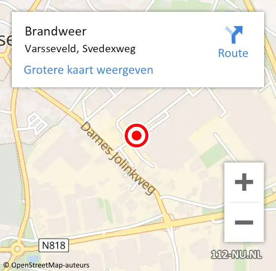 Locatie op kaart van de 112 melding: Brandweer Varsseveld, Svedexweg op 12 januari 2022 13:59