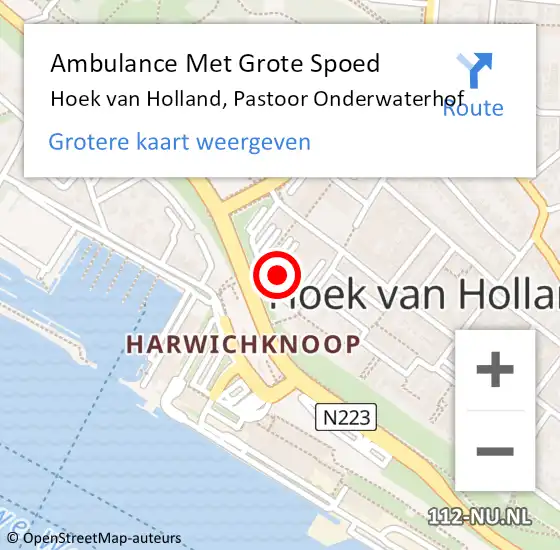 Locatie op kaart van de 112 melding: Ambulance Met Grote Spoed Naar Hoek van Holland, Pastoor Onderwaterhof op 12 januari 2022 14:36