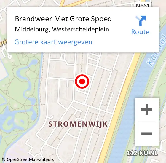 Locatie op kaart van de 112 melding: Brandweer Met Grote Spoed Naar Middelburg, Westerscheldeplein op 12 januari 2022 14:40