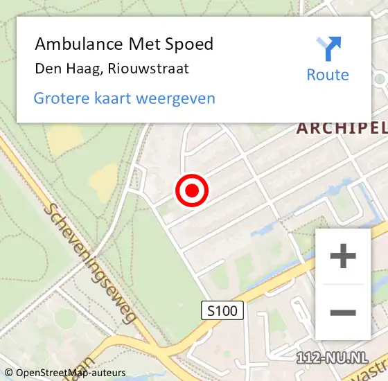 Locatie op kaart van de 112 melding: Ambulance Met Spoed Naar Den Haag, Riouwstraat op 12 januari 2022 14:54