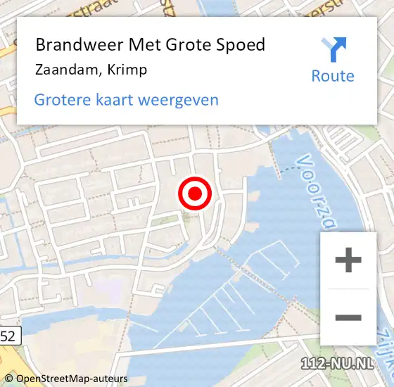 Locatie op kaart van de 112 melding: Brandweer Met Grote Spoed Naar Zaandam, Krimp op 12 januari 2022 15:06