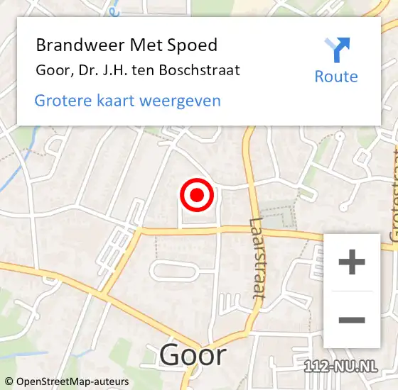 Locatie op kaart van de 112 melding: Brandweer Met Spoed Naar Goor, Dr. J.H. ten Boschstraat op 12 januari 2022 15:08