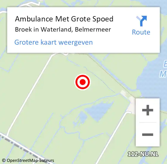 Locatie op kaart van de 112 melding: Ambulance Met Grote Spoed Naar Broek in Waterland, Belmermeer op 12 januari 2022 15:14