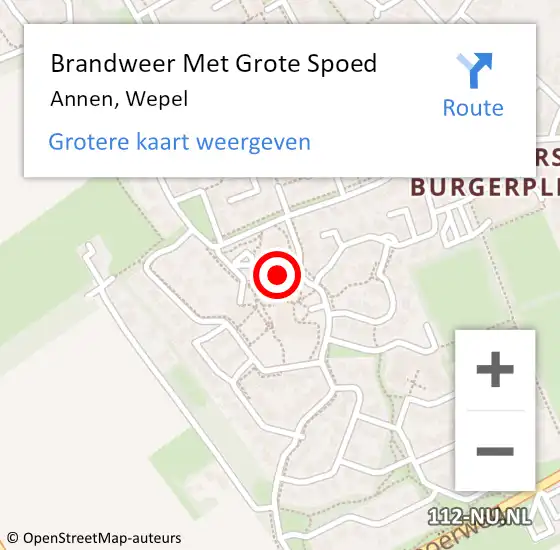 Locatie op kaart van de 112 melding: Brandweer Met Grote Spoed Naar Annen, Wepel op 7 oktober 2013 11:36