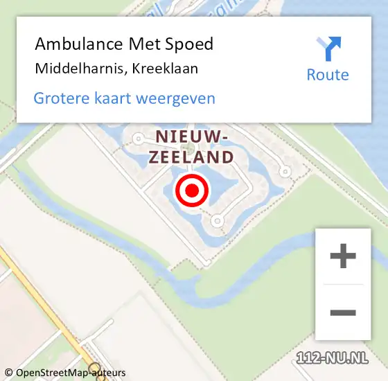 Locatie op kaart van de 112 melding: Ambulance Met Spoed Naar Middelharnis, Kreeklaan op 12 januari 2022 15:57