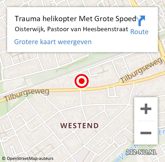 Locatie op kaart van de 112 melding: Trauma helikopter Met Grote Spoed Naar Oisterwijk, Pastoor van Heesbeenstraat op 12 januari 2022 16:21