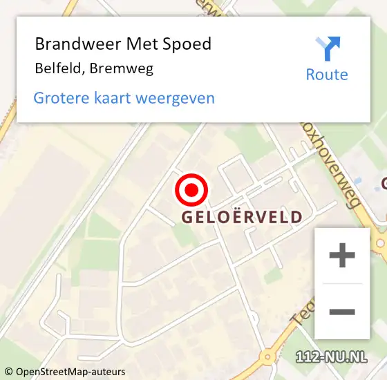 Locatie op kaart van de 112 melding: Brandweer Met Spoed Naar Belfeld, Bremweg op 12 januari 2022 16:26