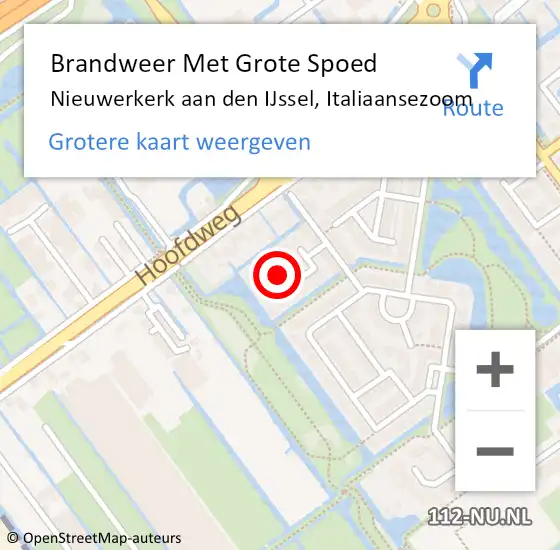 Locatie op kaart van de 112 melding: Brandweer Met Grote Spoed Naar Nieuwerkerk aan den IJssel, Italiaansezoom op 12 januari 2022 16:38