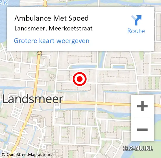 Locatie op kaart van de 112 melding: Ambulance Met Spoed Naar Landsmeer, Meerkoetstraat op 12 januari 2022 16:54