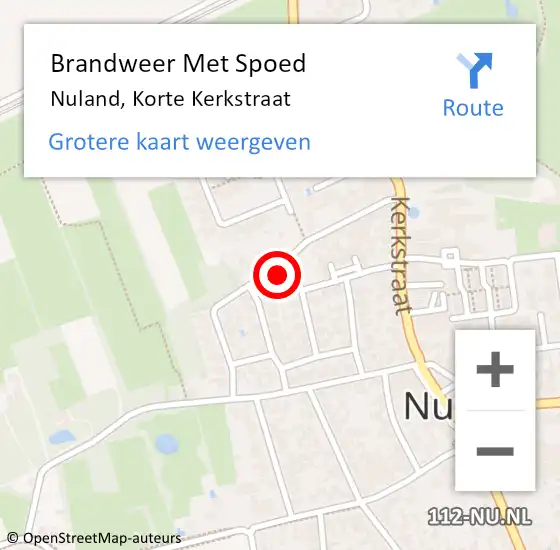Locatie op kaart van de 112 melding: Brandweer Met Spoed Naar Nuland, Korte Kerkstraat op 12 januari 2022 17:12