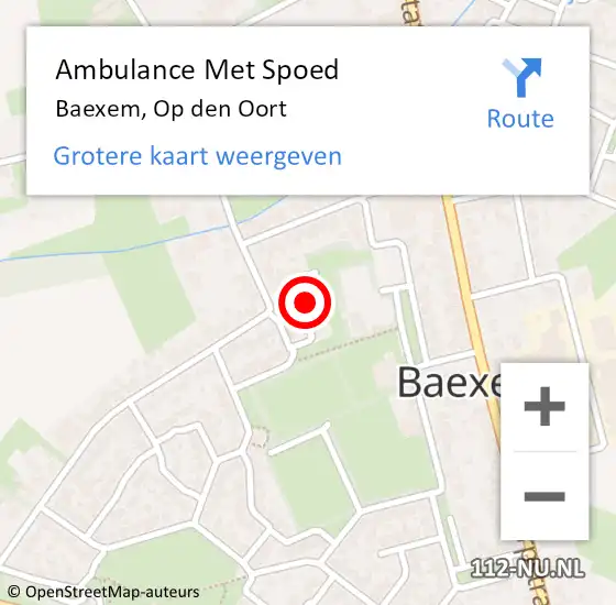 Locatie op kaart van de 112 melding: Ambulance Met Spoed Naar Baexem, Op den Oort op 12 januari 2022 17:20