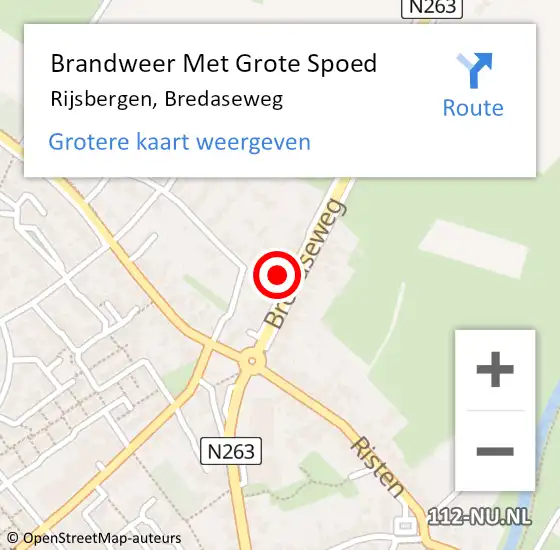 Locatie op kaart van de 112 melding: Brandweer Met Grote Spoed Naar Rijsbergen, Bredaseweg op 12 januari 2022 17:27